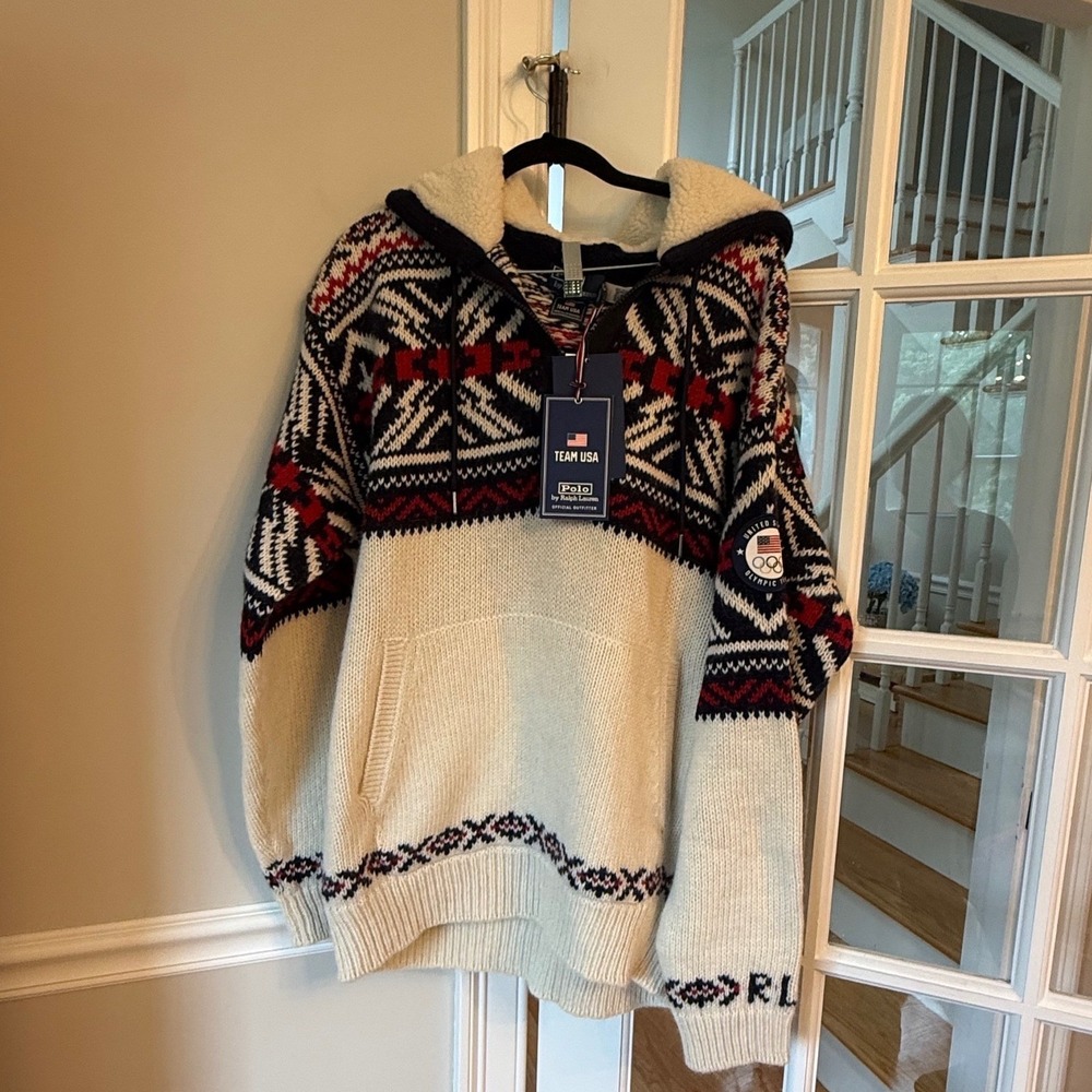 Polo Ralph Lauren Team USA Olympic Hoodie Fair Isle Sweater Mens Large NWT